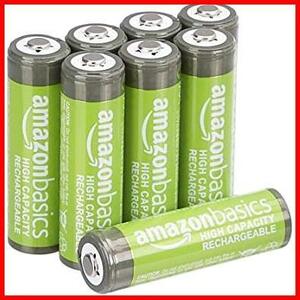 ベーシック 充電池 高容量充電式ニッケル水素電池単3形8個セット (充電済み 最小容量 2400mAh 約500回使用可能)