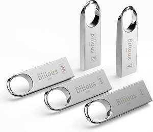 USBメモリ 8GB 5個セット Bilious 亜鉛合金ボディ フラッシュドライブ、軽量 防水 メモリースティック 防塵 耐衝撃