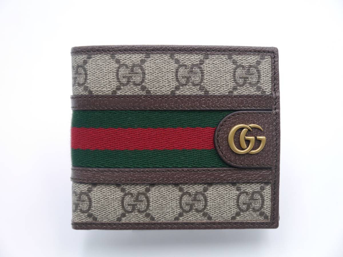 超美品】GUCCI マイクロシマ 二つ折り財布 GG柄ロゴ シマレザー 超美品