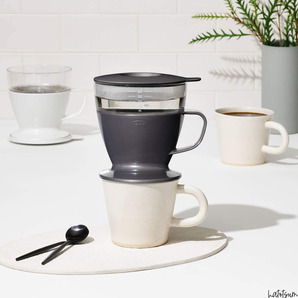 コーヒードリッパー オートドリップ 360ml 1～2杯 手軽に本格コーヒー 自動湯量調整 フタ付き プラスチック製 ギフトにも グレー