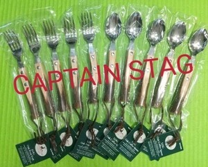 新品　タグ付き　CAPTAIN STAG　キャプテンスタッグ　ログオーク　フルーツフォーク　コーヒースプーン　セット