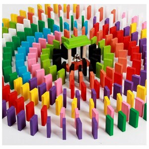 天然木製 ドミノ 倒し 積み木 1000個（12色）キッズ 子供 遊び 知育玩具 おもちゃ