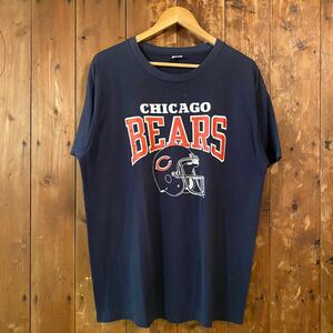 チャンピオン Champion ビンテージ 80s トリコタグ 3段プリント Tシャツ XL ナス紺 ネイビー アメリカ USA製 シカゴベアーズ CHICAGO BEARS