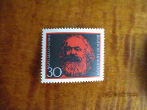 カール・マルクス生誕150年記念ー赤いマルクス　１種完　未使用　1968年　ドイツ連邦共和国　VF/NH