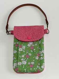 スマホポーチ ハンドメイド ピンク花柄