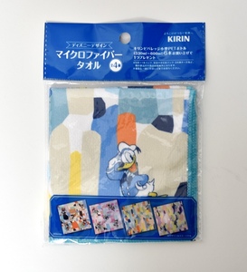 【未開封品】ディズニーデザインマイクロファイバータオル（キリンノベリティ　ドナルドダック）