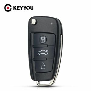 KE099:Keyyou交換用折りたたみ式フリップリモートカーキーシェルケース3ボタンケースアウディ用ブレード