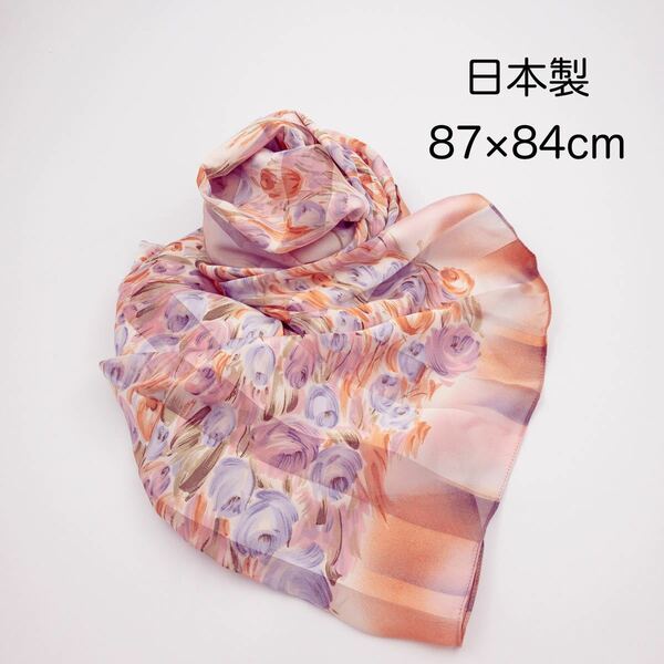 【美品】薔薇 スカーフ 日本製 レディース パーティ 小物