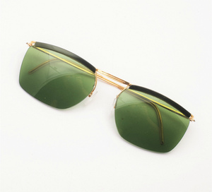 1950 period Double Or Lamine France made gold trim sunglasses salmon to blow half rim sunglasses A787
