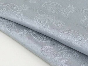 ポケットチーフ　シルバーグレー　日本製　ペイズリー　シルク100％　ジャガード織　メール便可