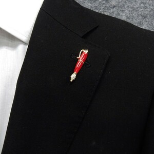 laperu pin Swarovski fountain pen Gold × red brooch mail service possible ACC21-2502R