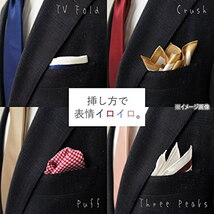 ポケットチーフ　日本製　赤×白銀/千鳥格子　プリント　枠付きポケットチーフ　シルク100％　メール便可　acc-DT09_画像4