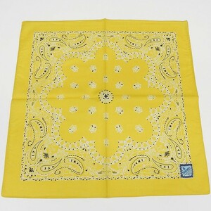  bandana yellow peiz Lee cotton 100% made in Japan 52cm×52cm handkerchie scarf .. present parcel mail service possible bnd-09