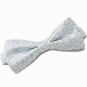 . equipment butterfly necktie ( middle )6×13cm butterfly Thai bo- Thai white silver × light blue /botanikaru pattern butterfly type silk 100% made in Japan mail service possible CT-D27
