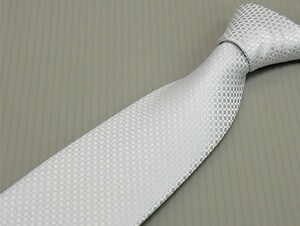  west . woven formal necktie silver micro check silk 100% made in Japan wedding *...