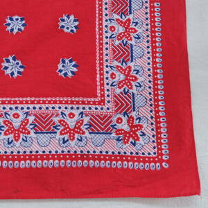  dead stock [ Europe Vintage ] cotton plant pattern bandana / red white blue red white blue series / France Work botanikaru