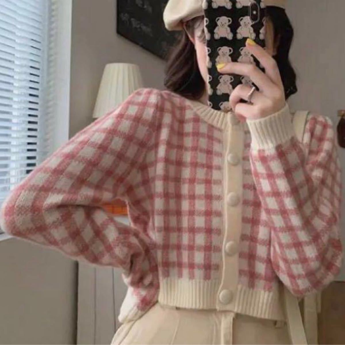 sheller】定価以下!新品 大人気modefullチェックカーディガン | www