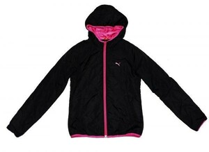 * Puma * black color stylish pink entering movement easy warm is good with a hood. front Zip quilting jacket blouson M