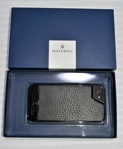 ★MASERATI★マセラッティiPHONE5 CALANDRA BLACK LEATHER アイホン５の黒の部分レザーカバー_画像1