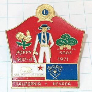 送料無料)カリフォルニア ネバタ 昭和レトロ ライオンズクラブ 記念 ピンバッジ PINS ピンズ A08683