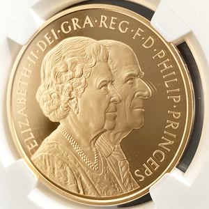 エリザベス女王 2007 ご成婚60周年記念 金貨 NGC PF69UC 5ポンド ダイヤモンド ジュビリー イギリス プルーフ モダン アンティーク コイン