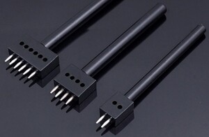 レザークラフト円形丸穴、ピンチ4mm間隔 穴あけポンチ3本セット