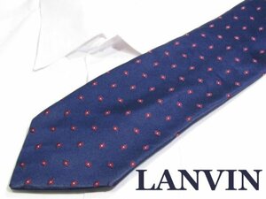 OT 296 ランバン ネクタイ LANVIN 紺色系小さい小紋柄ジャガード