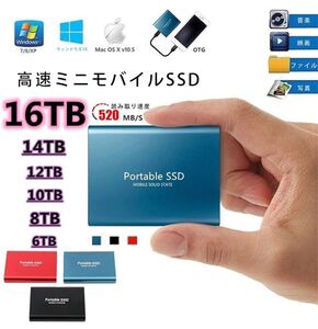 ポータブルSSDドライブ 大容量 8TB USB3.0 Type-C SSD 外付けSSD 薄型