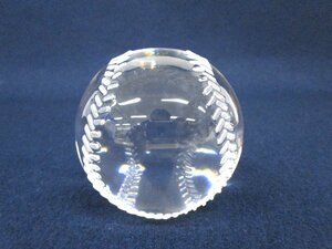 cC3363 ティファニー「野球ボール オブジェ」Tiffany & Co サインあり 硝子工芸品 インテリア雑貨 置物
