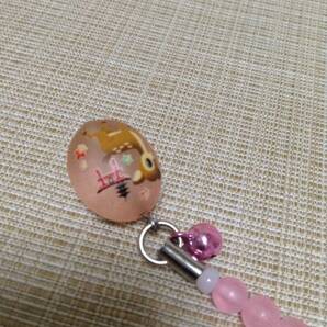 宮島 携帯ストラップ ピンク ビーズ とんぼ玉(?) 鹿,しかの画像6