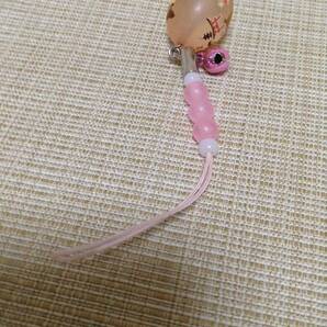 宮島 携帯ストラップ ピンク ビーズ とんぼ玉(?) 鹿,しかの画像4