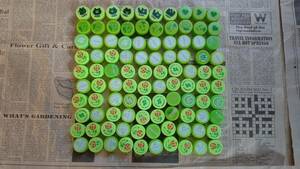 * cheap postage * yellow green 100 piece!! *[ pet bottle cap eko cap lovely cap equipped! ] construction handicrafts summer vacation. ..