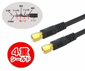 4K8K放送対応 地上デジタル対応75Ω同軸S5CFBアンテナケーブル 1.5m ブラック FF5C-15