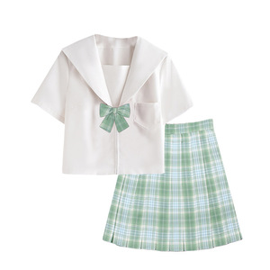 制服 3点セット JK プリーツスカート 半袖 チェック柄 ミニスカート 入学式 女子高生 学生服 学園祭 文化祭 仮装