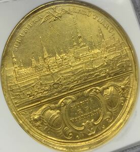 【鑑定枚数5枚以下】19世紀オーストリア ウィーン１０ダカット金メダル神聖ローマ帝国都市景観サルバトール・ムンディ イギリスを凌ぐ金貨