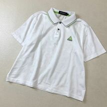 le coq sportif golf ルコックスポルティフゴルフ シャドウアーガイル 刺繍ロゴ 半袖 ポロシャツ メンズ Mサイズ ホワイト_画像1