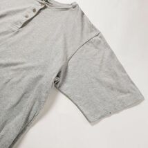 90's USA製 ランズエンド ヘンリーネック コットン Tシャツ 半袖 (L) 霜降り灰 無地 90年代 旧タグ オールド アメリカ製 LANDS'END_画像4