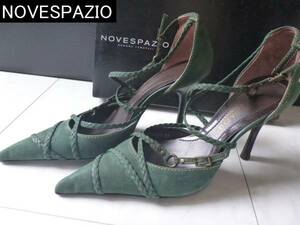 2.5 десять тысяч *NOVESPAZIO Novesrazio * зеленый оттенок зеленого натуральная кожа туфли-лодочки 23