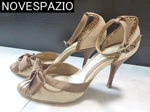 2.5 ten thousand *NOVESPAZIO Novesrazio * tea beige original leather × cloth pumps sandals 23