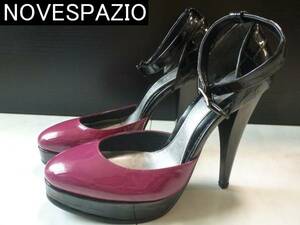 30 000 ★ Novespazio Nobes Page ★ Black x Purple Onuine Leather Enamel Suml Sandals 23