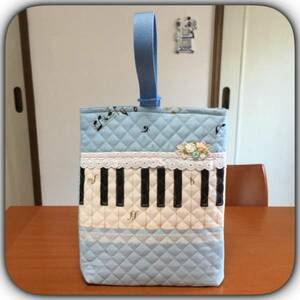 * piano keyboard ( light blue ) polka dot * rose flower * shoes case * on shoes go in ( reverse side attaching ) width 24× height 29× inset 3