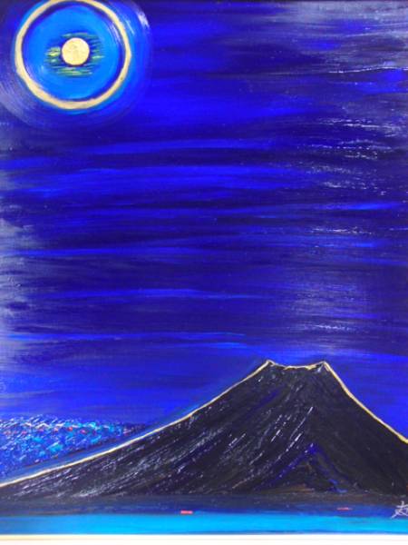 Association nationale des arts TOMOYUKI Tomoyuki, Clair de lune - Mont Fuji, Peinture à l'huile, F30:90, 9×72, 7 cm, Peinture à l'huile unique en son genre, Nouvelle peinture à l'huile de haute qualité avec cadre, Dédicacé et garanti authentique, Peinture, Peinture à l'huile, Nature, Peinture de paysage