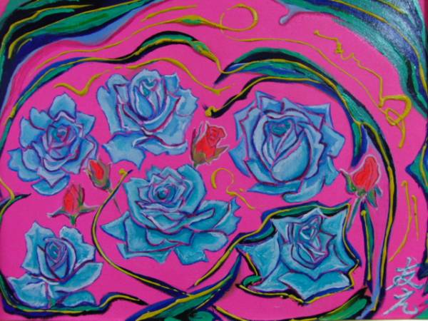 Association nationale des arts TOMOYUKI Tomoyuki, Rose bleue, Peinture à l'huile, F6 : 40, 9×31, 8 cm, Peinture à l'huile unique en son genre, Nouvelle peinture à l'huile de haute qualité avec cadre, Dédicacé et garanti authentique, Peinture, Peinture à l'huile, Nature, Peinture de paysage