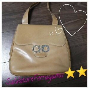 ☆本日限定大赤字大特価っ!!稀少品!!☆【正規品】SalvatoreFerragamo★ダブルガンチーニレザーショルダーバッグ