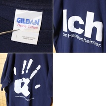 90s USA GILDAN Ich 両面プリント Tシャツ ネイビー 半袖 メンズL アメリカ古着_画像2