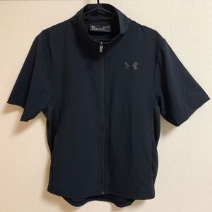 【美品】○ UNDER ARMOUR 半袖 ジャージ 薄手 アンダーアーマー 黒 ブラック スポーツウェア トレーニングウェア ストリート