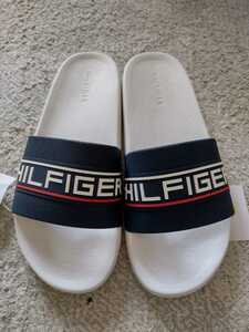 USA購入 TOMMY HILFIGER トミーヒルフィガー シャワー サンダル US9 サイズ 27cm ホワイト ダークブルー ネイビー 紺色 新品未使用