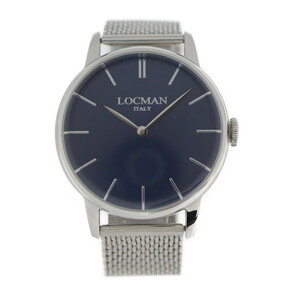 美品 LOCMAN ロックマン 0251V02 腕時計 ステンレススチール シルバー ブルー文字盤 クォーツ【本物保証】