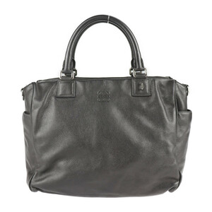 Good Condition LOEWE Loewe Handbag Leather Black Anagram 2WAY Mini Boston Shoulder Bag Tote Bag Logo [ضمان حقيقي], حقيبة نسائية, حقيبة يد, الآخرين