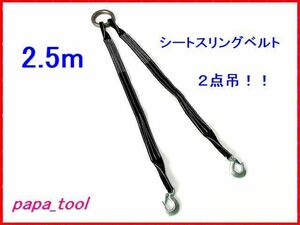 シートスリングベルト　２点吊　2.5ｍ　使用荷重１t　軽量コンパクト　吊り具　ワイヤーロープ　シートベルト　スリング